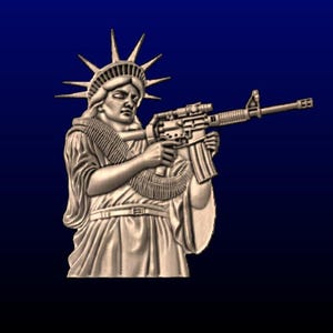 Statue of Liberty with Rifle model for CNC or 3D Printer. STL file for Aspire, CarveCo, Artcam and other 3d software