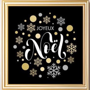 Póster impreso MERIRA NAVIDAD, Fiestas de fin de año, Decoración de pared, Copos de nieve, Impresión, Póster, Ilustración, Decoración dorada