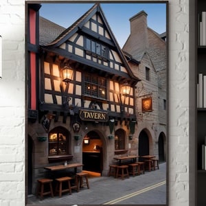 Medieval Digital Poster - Tavern, History Poster, Antique Wall Art, Medieval Illustration, Art Print, A2 Size: 42 x 59.4 cm