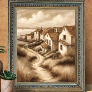 Digital Seaside Sepia Poster - Available for Download and Print, Coastal Wall Art, Marine Poster, Vintage Style Nature & Ocean Print