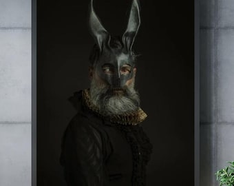 HORROR Print Poster - Premium Rabbit, Gothic Poster, Dark Wall Art, Decor, Wall Print, Illustration, Halloween Decoration
