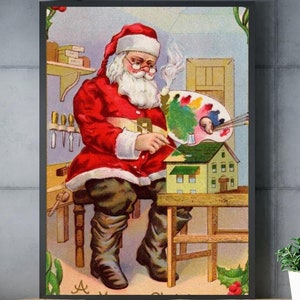Póster Premium de NAVIDAD de SANTA, Póster de Navidad, Arte de pared navideño, Póster de Papá Noel, Formato: 28x43 cm / XL (11x17″)