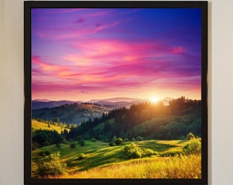 Póster impreso COUNTRYSIDE: vegetación y puesta de sol premium, decoración zen y relajación para hogar/oficina,póster pequeño/mediano/grande