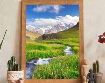 MOUNTAIN Printed Poster: Greenery and Premium Stream, Zen & Relaxation ...