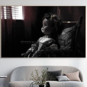Cartel impreso de HORROR - Muñeca malvada, impresión de Halloween, cartel gótico, arte de pared oscura, decoración de pared de Halloween