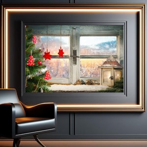 Póster Premium de NAVIDAD, Celebraciones de fin de año, Invierno, Hogar, Chalet, Árbol de Navidad, Ambiente envolvente, Decoración navideña