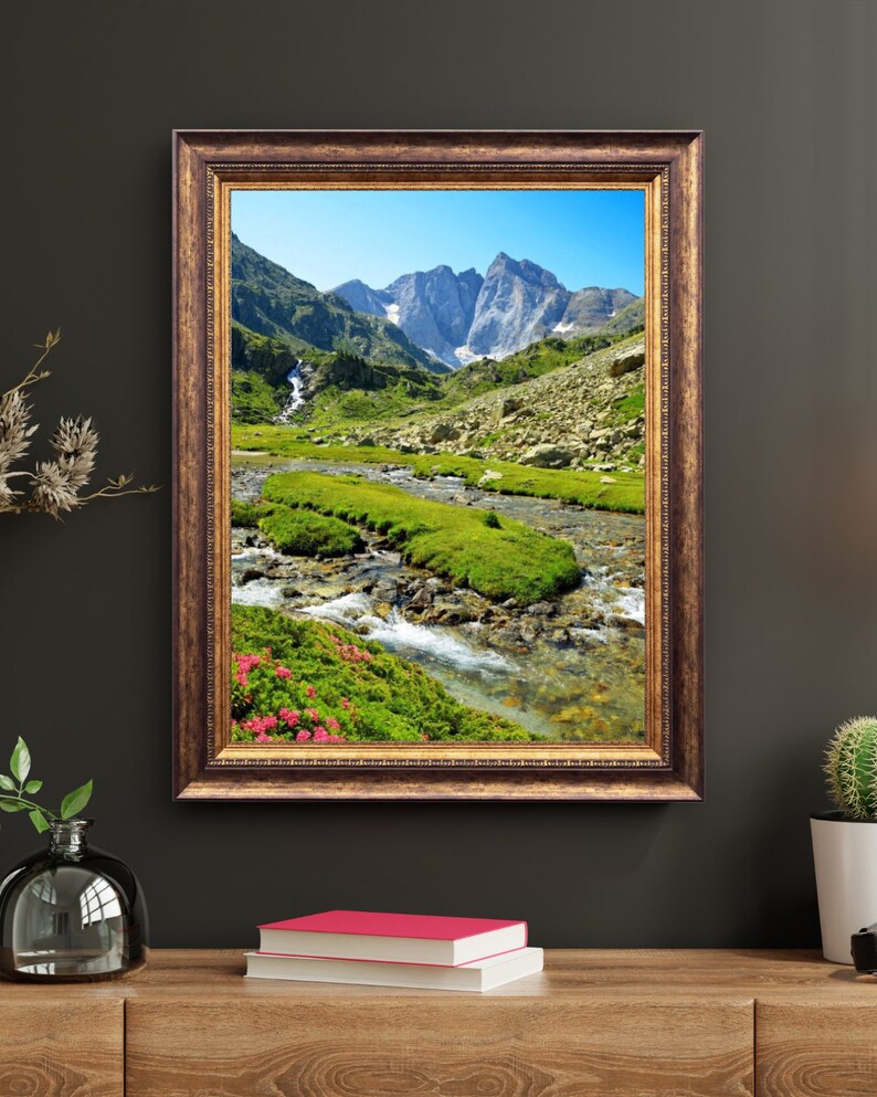 MOUNTAIN Printed Poster: Greenery and Premium Stream, Zen & Relaxation ...
