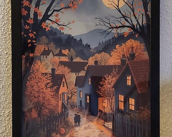 Modelo Único - Póster Impreso A3, A4 o Foto Estándar, Calidad Profesional - Arte de Pared de Otoño, Póster de Halloween, Paisaje Otoñal