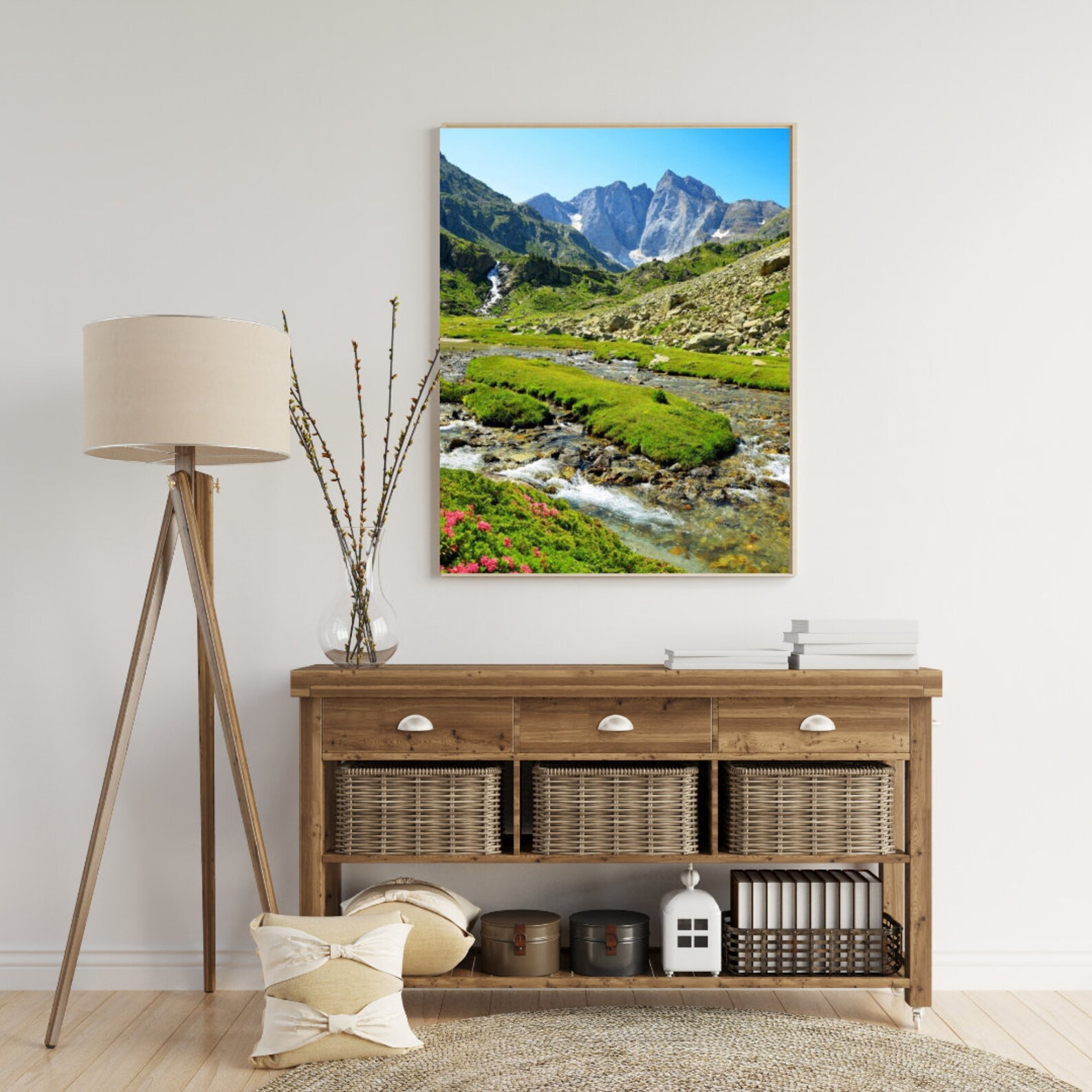 MOUNTAIN Printed Poster: Greenery and Premium Stream, Zen & Relaxation ...
