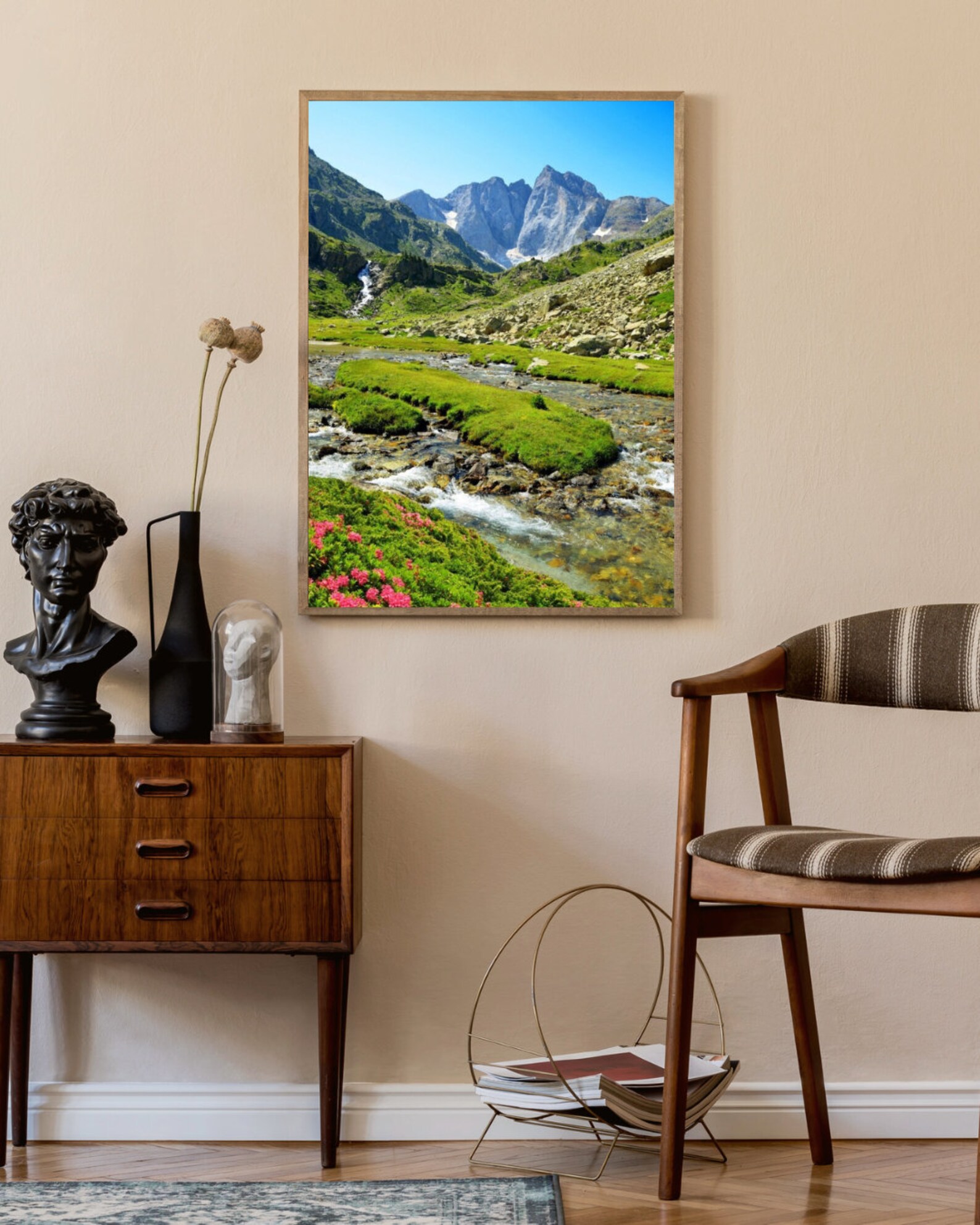 MOUNTAIN Printed Poster: Greenery and Premium Stream, Zen & Relaxation ...