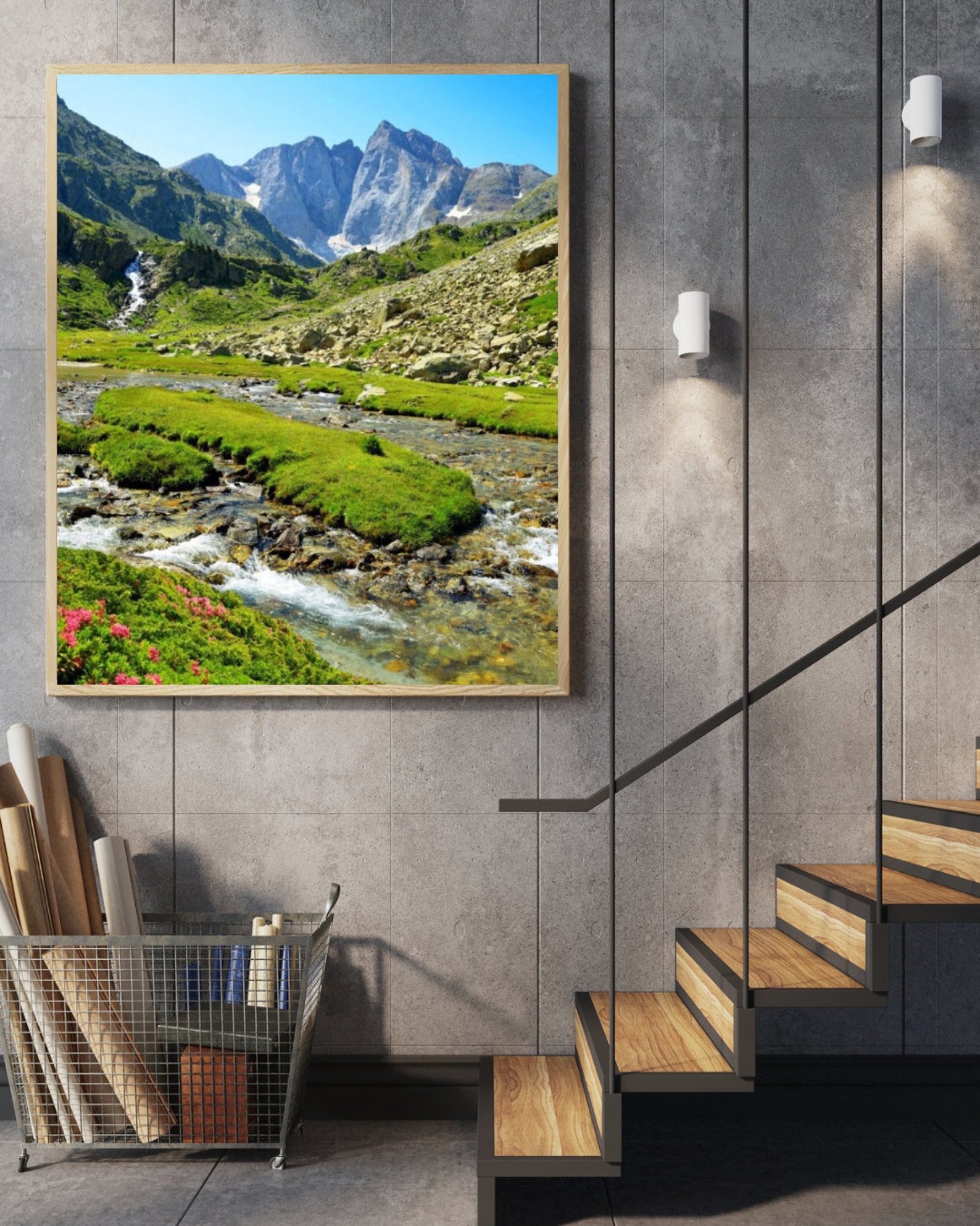 MOUNTAIN Printed Poster: Greenery and Premium Stream, Zen & Relaxation ...