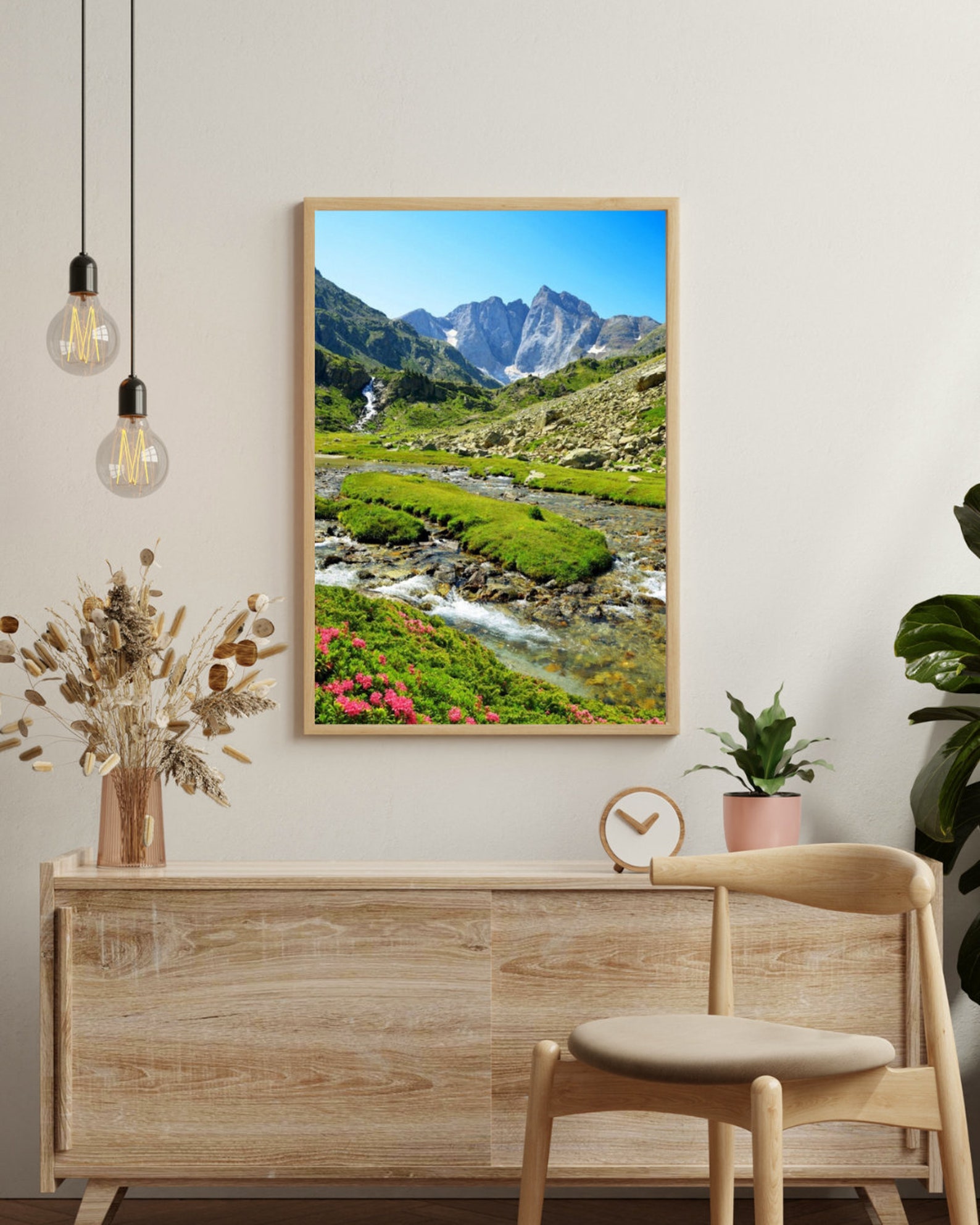 MOUNTAIN Printed Poster: Greenery and Premium Stream, Zen & Relaxation ...