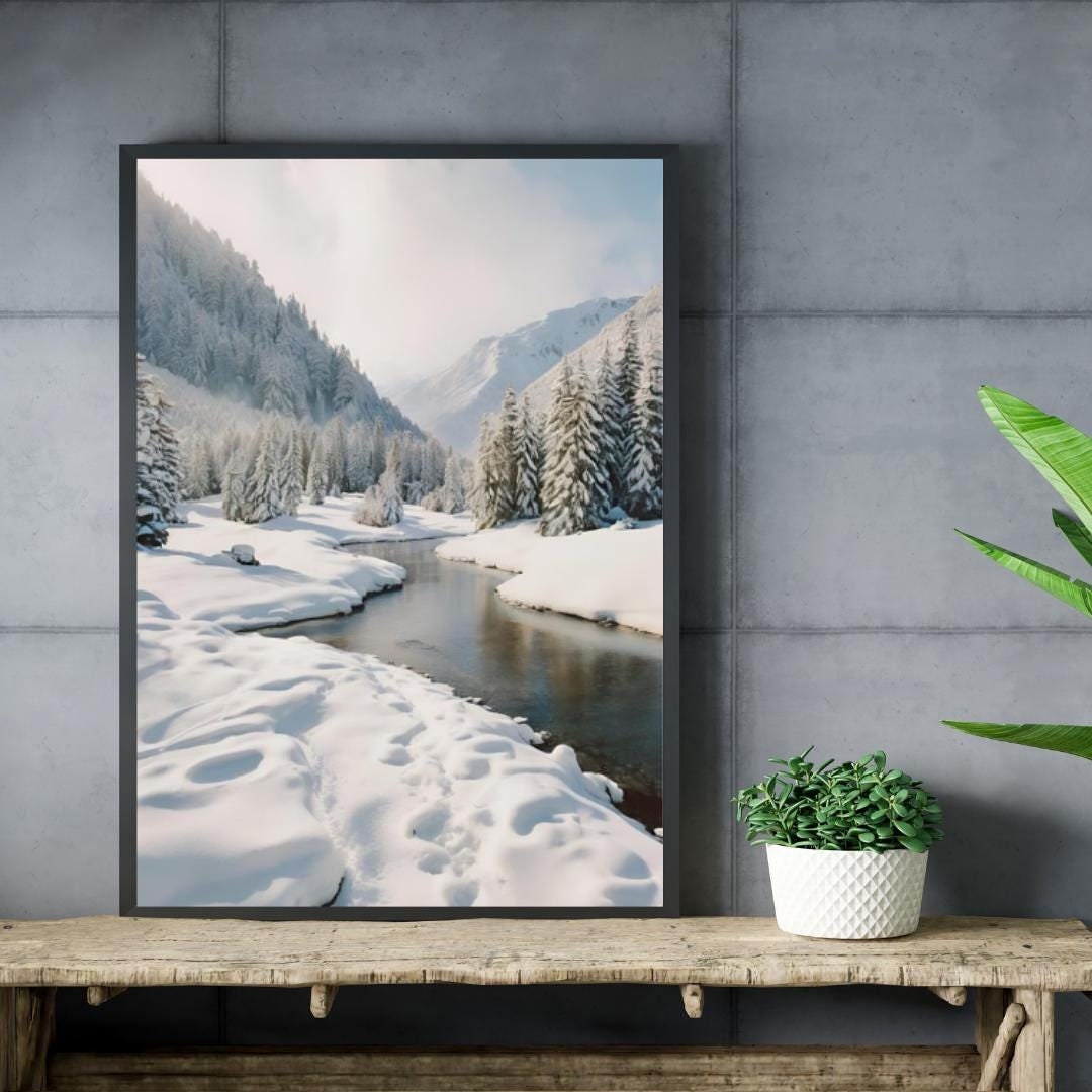 SNOWY MOUNTAIN Digital Poster, Wall Art, Winter Poster, Landscape Print ...