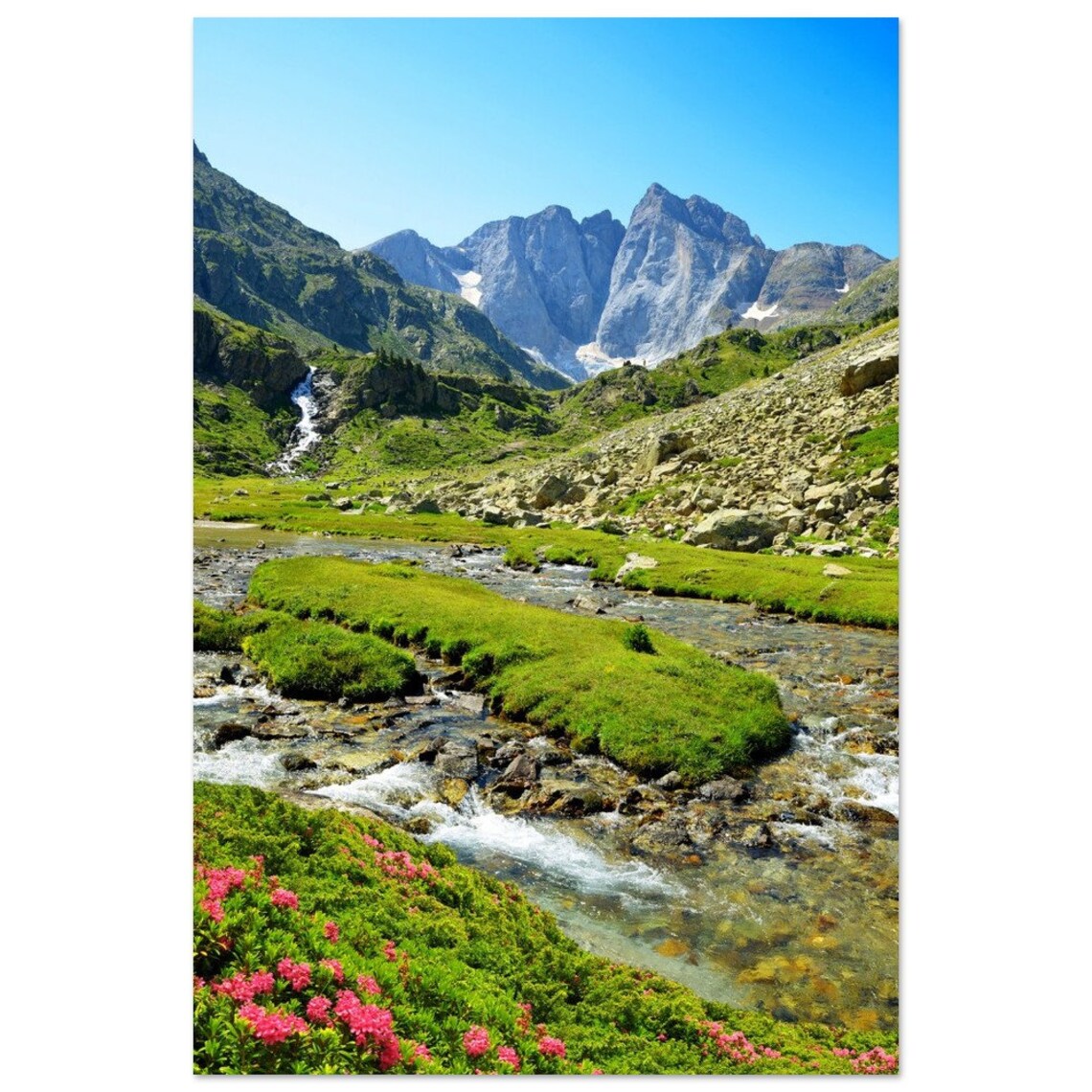 MOUNTAIN Printed Poster: Greenery and Premium Stream, Zen & Relaxation ...