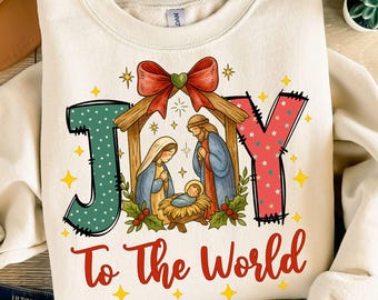 Joy to the World Png, Baby Jesus Christmas Png, Nativity Christian Png, Coquette Holiday Clipart, Oh Holy Night Png, Bible Verse Design