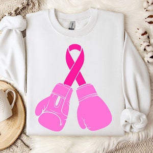 SVG of Pink Boxing Gloves for Breast Cancer Awareness to Fight and Become a Survivor, Breast Cancer with boxing gloves png, Pink ribbon svg