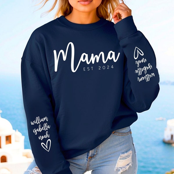 Mama EST 2024 SVG PNG, lettertype inbegrepen, personaliseer namen op mouw, Mama Est. 2024 shirt, Mama Svg, moeder Svg, nieuwe moeder Svg, moeder leven Svg Png