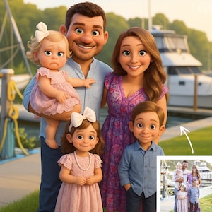 Pixar Style Portrait from Photo, Cartoon Couple, Become a Pixar Character, Cartoon from photo, Family Portrait, 3D portrait, Cartoon Drawing