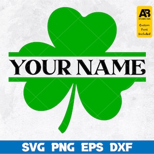 May include: A green shamrock with a black outline and the text "YOUR NAME" in a split monogram style.