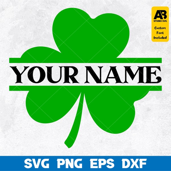 Clover Monogram SVG, St Patrick's Day Svg, Shamrock Svg, Split Name Frame SVG, Clover svg, Irish svg, Monogram Svg, Cut File for Cricut, Png