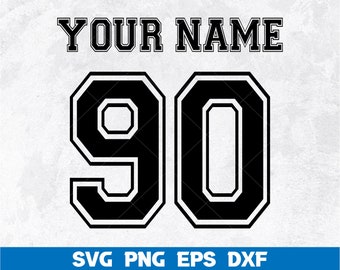 Nombre de camiseta personalizado Svg, Número de camiseta personalizado Svg, Nombre de camiseta Svg, Jersey Back Svg, Números Svg, Nombre personalizado Camisa Svg, Dxf, jpg, png, eps