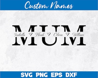 Mum SVG, Mother svg, Mother&#39;s Day SVG, Mum split name frame svg, Mom Monogram Svg, Mom Silhouette Svg, Mum cut file, Mum Outline, Mum Png