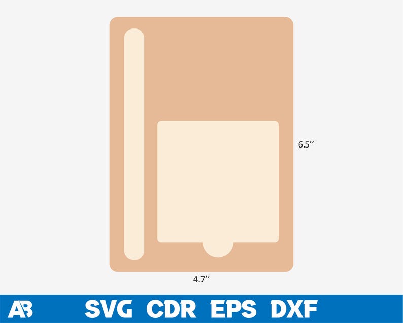 May include: A beige card template with a cut-out rectangle in the center. The template measures 6.5 inches by 4.7 inches.