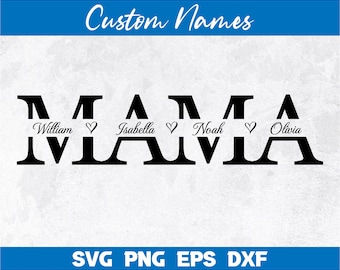 Mama SVG, Mother svg, Mother&#39;s Day SVG, Mom split name frame svg, Mom Monogram Svg, Mom Silhouette Svg, Mama cut file, Mom Outline, Mom Png