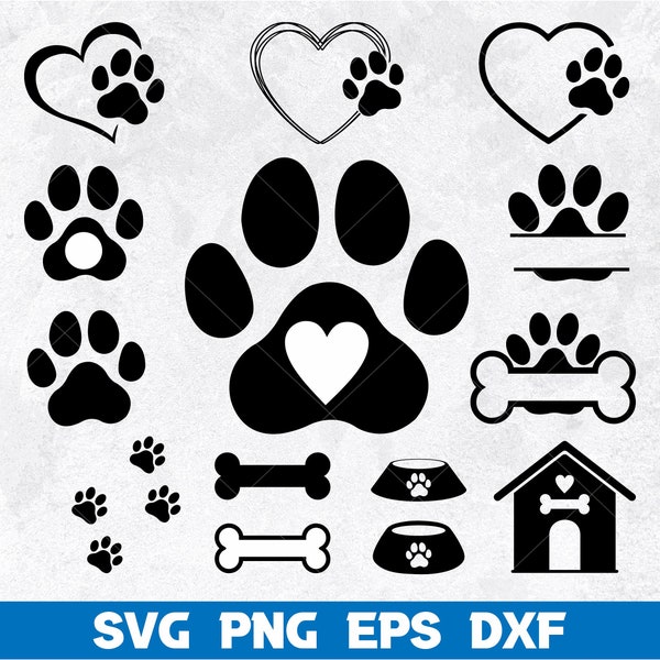 Hunde SVG Bundle, Hundeknochen svg, Dog Paw Prints Svg, Dog Svg, Paw SVG, Animal Paw Svg, Dog Bone Svg, Paw prints for cutting, Dog Paw Png