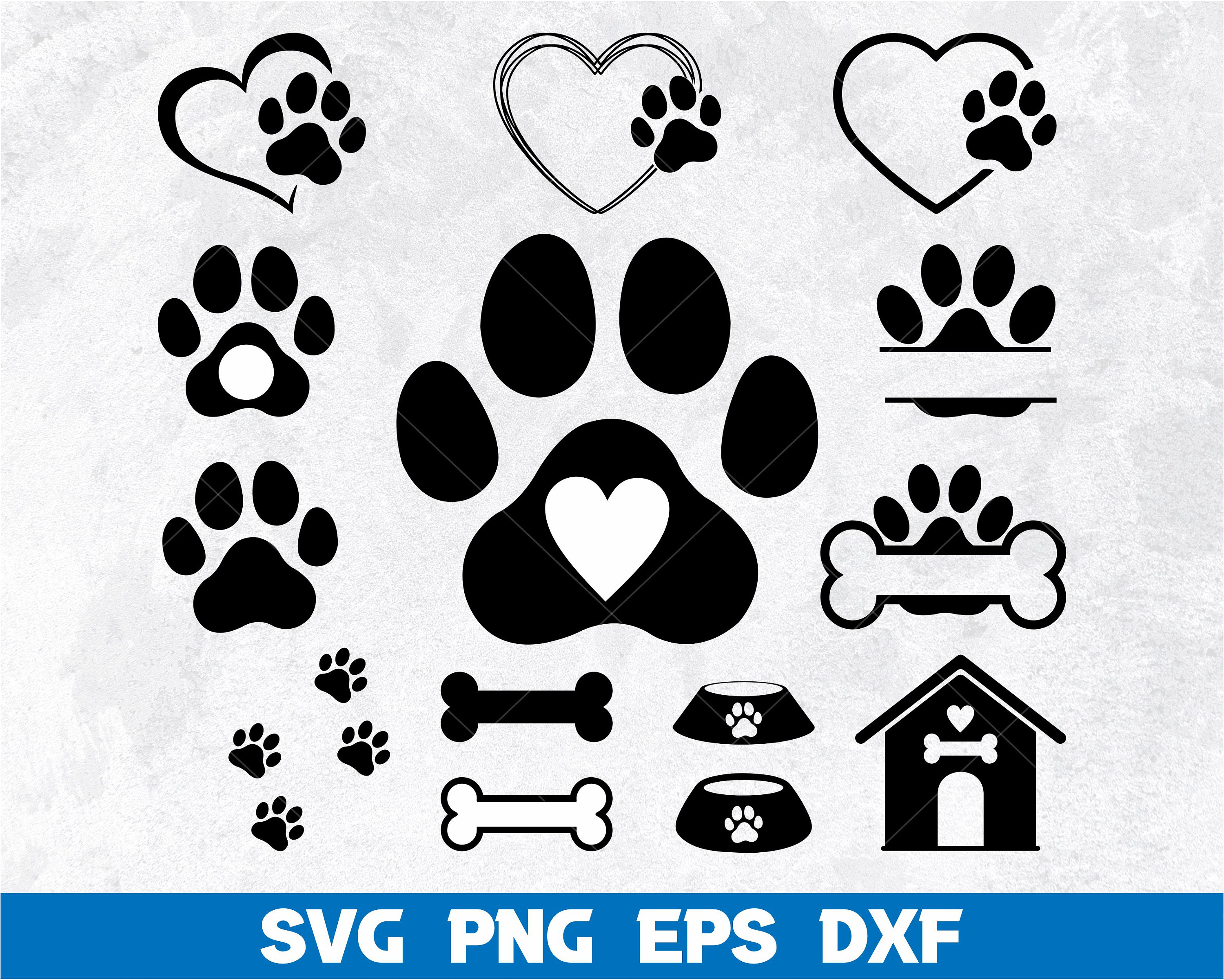 Hunde SVG Bundle, Hundeknochen svg, Dog Paw Prints Svg, Dog Svg, Paw SVG, Animal Paw Svg, Dog Bone Svg, Paw prints for cutting, Dog Paw Png