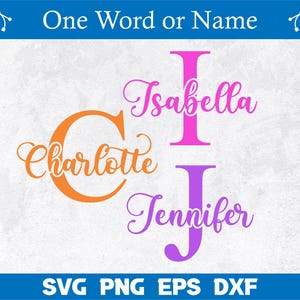 Nom initial personnalisé SVG, nom personnalisé SVG, nom personnalisé calligraphie, monogramme divisé PNG, nom personnalisé PNG, texte SVG, fichier de découpe nommé personnalisé