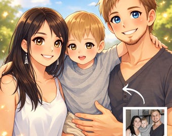 Custom Anime Portrait from Photo, Anime Style Portrait, Personalized Anime Art, Couple Anime Portrait, Friends Anime Illustration Gift