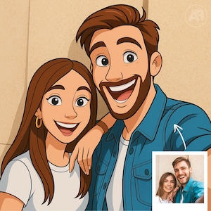 Custom Disney Style Portrait, cartoon from photo, cartoon drawing, family portrait, Family cartoon photo, Couple portrait, Portrait Drawing