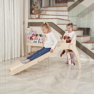 Big Size Wooden Folden Slide for Toddler, Montessori Slide, Large Slide