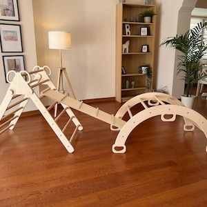 Wooden Climbing Arch Swing for Baby, Toddler and Kids with pillow options image 10