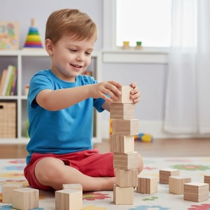 Montessori Wooden Building Blocks: Natural Birchwood Balancing Game