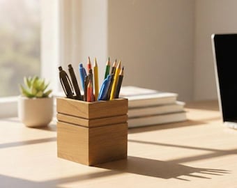 Portapenne in legno MDF / Organizzatore da scrivania minimalista