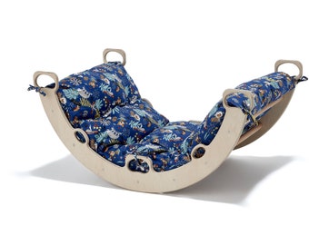 Montessori-klimbogenset: 4-in-1 peutergym, houten wipschommel