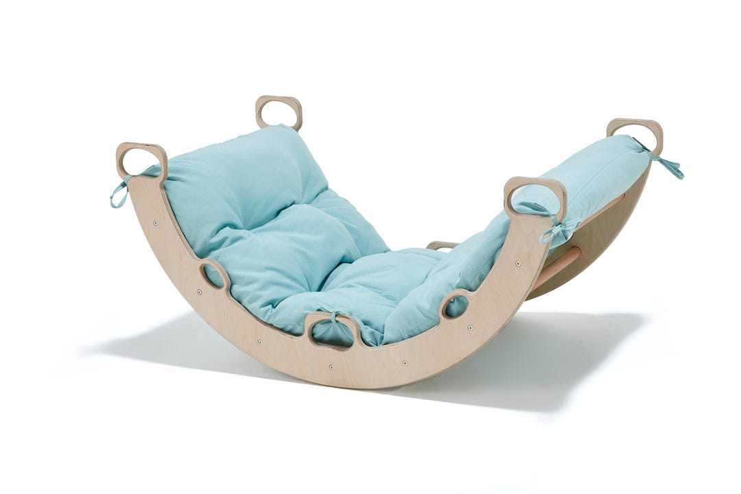 Swing Set Rocker Arch Rocker Swing With Mint Green Color Pillow, Wooden Rocker ...