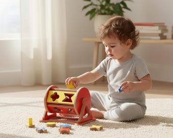 Handmade Montessori Spinning Drum: Wooden Cylinder Toy