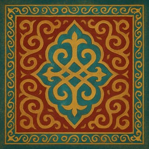 Kazakh Ornamental Pattern – Digital Wall Art