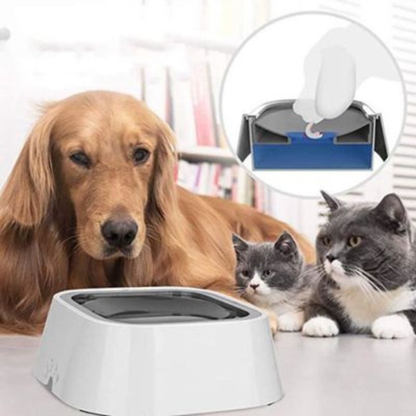 1.5L Cat Dog Water Bowl Carried Floating Bowl Anti-Overflow Slow Water Feeder Dispenser Pet Fountain