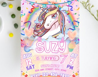 Unicorn Invitation, Unicorn Party, Unicorn invitation, Pink party invitations, Pony Birthday Invitation