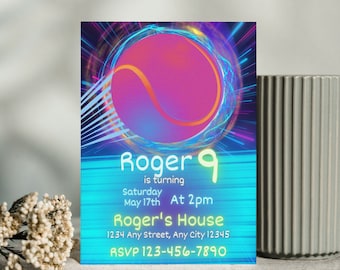 Tennis Birthday Invitation: Editable Party Template (Digital Download)