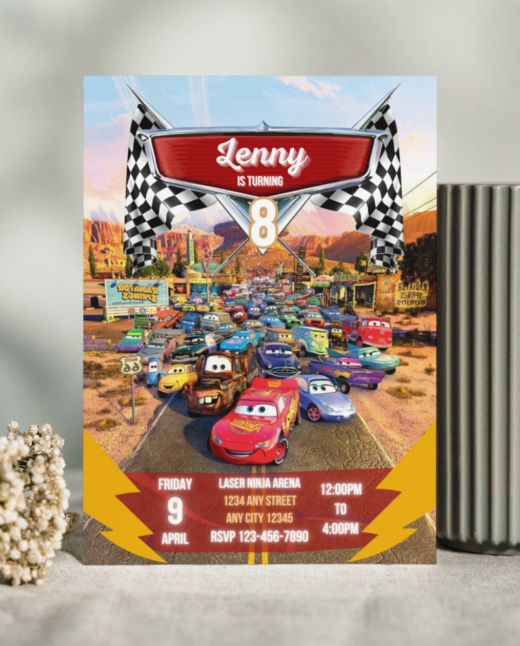 Cars Movie Birthday Invitation: Lightning Mcqueen Party (digital File) -  Etsy, image size:1014x1258