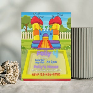 Bounce House Birthday Invitation, Bouncy Castle invitation | Jumper Invite, Template Editable-Printable | Jump House Instant Download