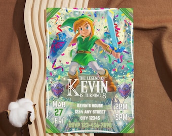 Zelda Birthday Invitation: Link Nintendo Invite (Digital Download)
