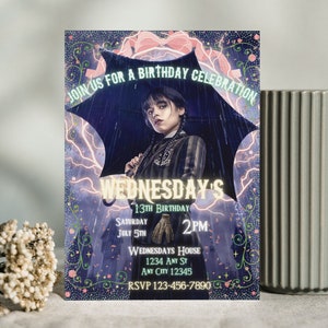 Wednesday Addams Birthday Invitation: Editable Party Evite (Digital)