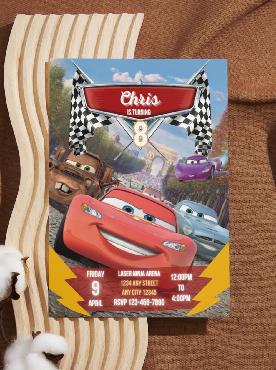 Lightning McQueen Birthday Invitation: Cars Theme, Editable Printable (Digital Template)