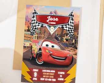 Autos Geburtstagseinladung: Lightning McQueen Telefon Invite (Digitale Datei)